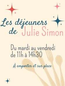 Les déjeuners de Julie Simon à Sète à l'atelier du Flamant Rose, du mardi au vendredi, de 11h à 14h30